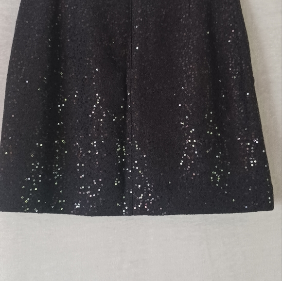 Ann Taylor Black Sequin Sparkles Wool Blend Straight Mini Skirt Size 0 Lined. - Picture 4 of 14